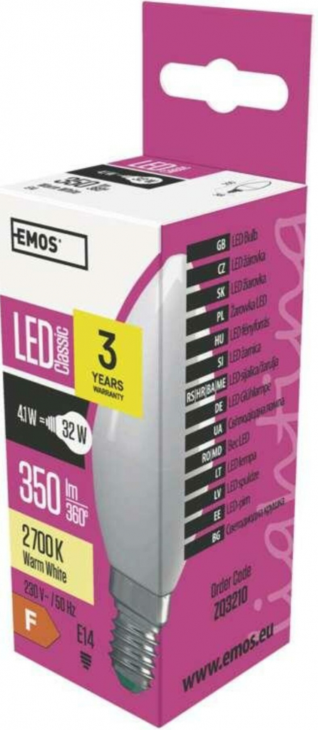 Emos LED žárovka Classic Candle 4W E14 Teplá bílá