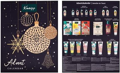 Kneipp Advent Calendar dárková sada sprchový gel 4 x 75 ml + koupelový olej 7 x 20 ml + tělový olej 2 x 20 ml + masážní olej 1 x 20 ml + peeling 1 x 40 ml + krém na chodidla 1 x 75