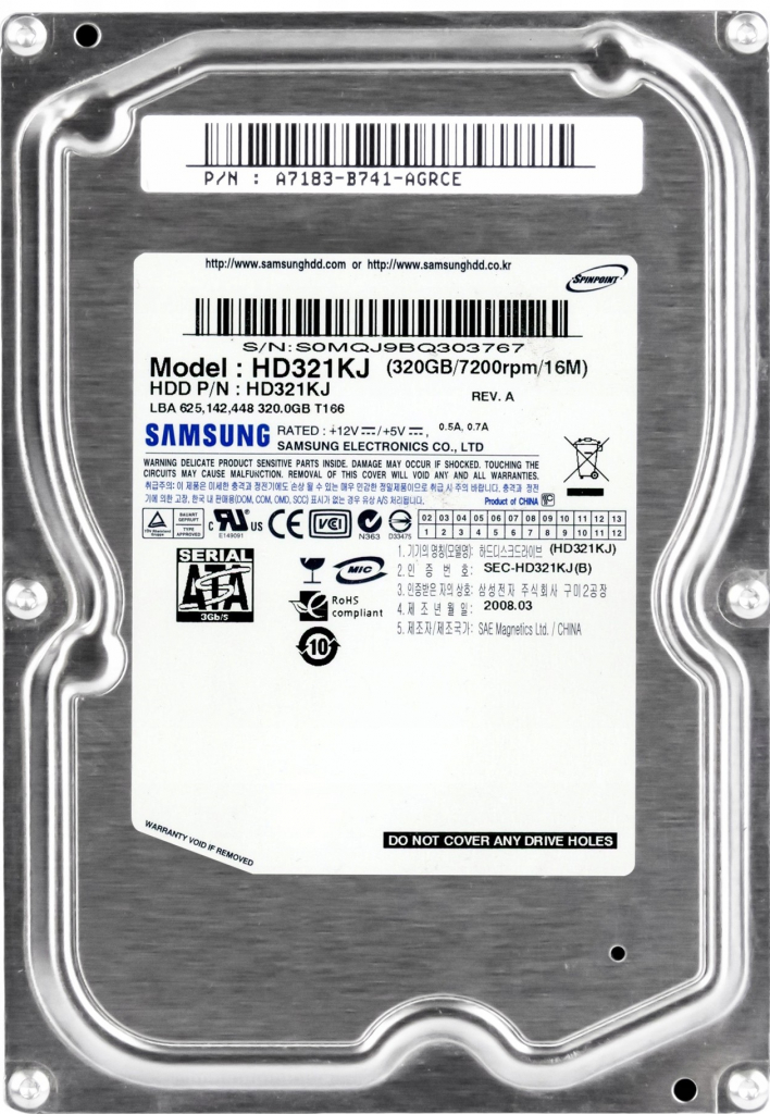 Samsung Spinpoint T 320GB, SATAII, 16MB, 7200rpm, HD321KJ