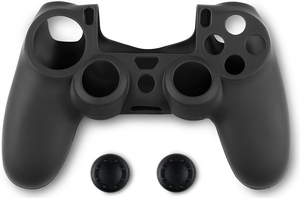 Spartan Gear Controller Silicon Skin Cover and Thumb Grips - Black PS4