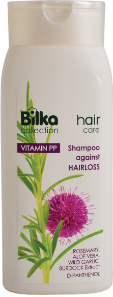 Bilka Hair Collection šampon proti padání vlasů s růstovým aktivátorem Rosemary Aloe Vera Wild Garlic Burdock Vitamin PP D-Panthenol 200 ml