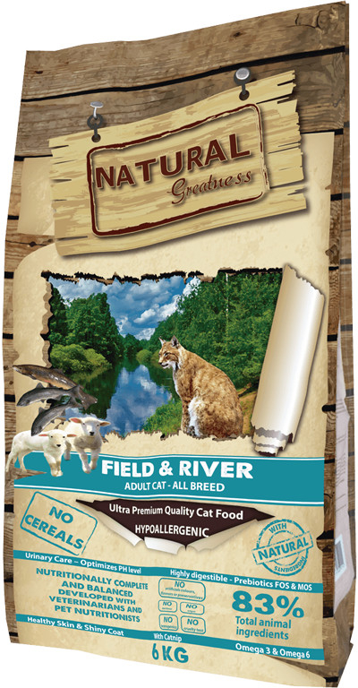 Natural Greatness Field River Cat Recipe losos & jehně 600 g