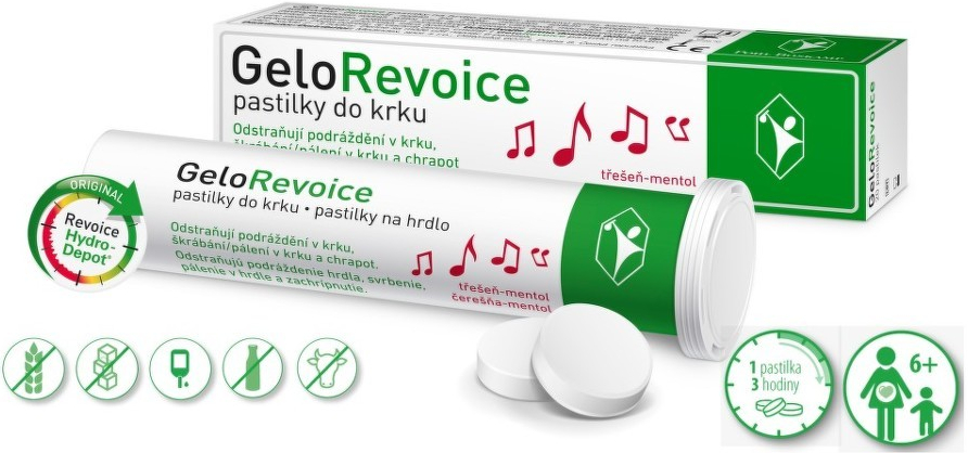 GeloRevoice pastilky do krku třešeň mentol 20 ks