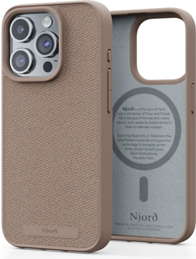 Pouzdro NJORD Fabric MagSafe iPhone 15 Pro světle růžové