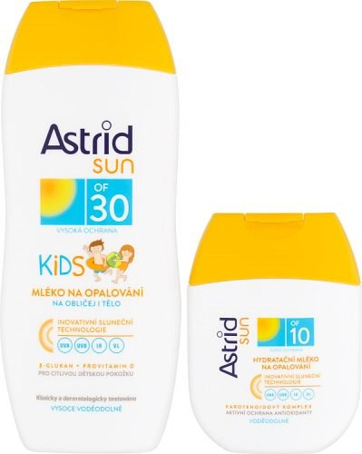Astrid Sun Kids SPF30 mléko na opalování 200 ml + Astrid Sun SPF10 hydratační mléko na opalování 80 ml dárková sada