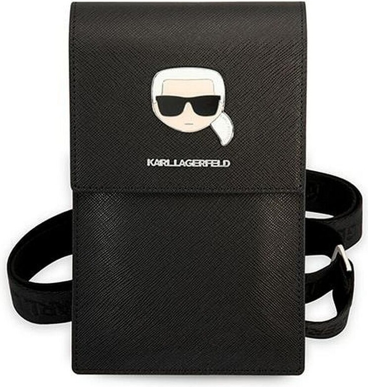 Pouzdro Karl Lagerfeld Metal Karl Head Wallet Phone Bag černé