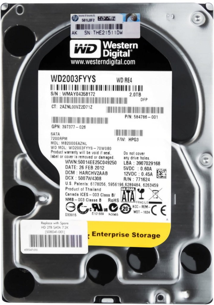 WD RE4 2TB, SATA, 7200rpm, 64MB, WD2003FYYS