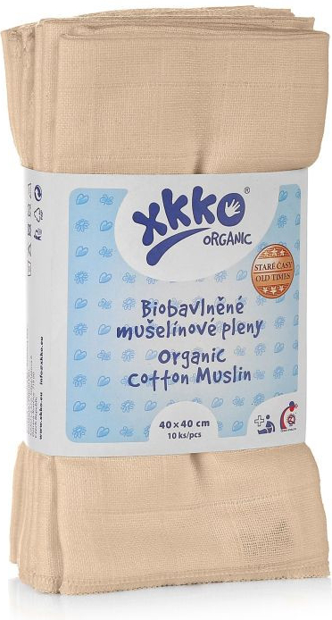 XKKO Biobavlněné pleny Organic 40 x 40 Old Times Natural 10 ks