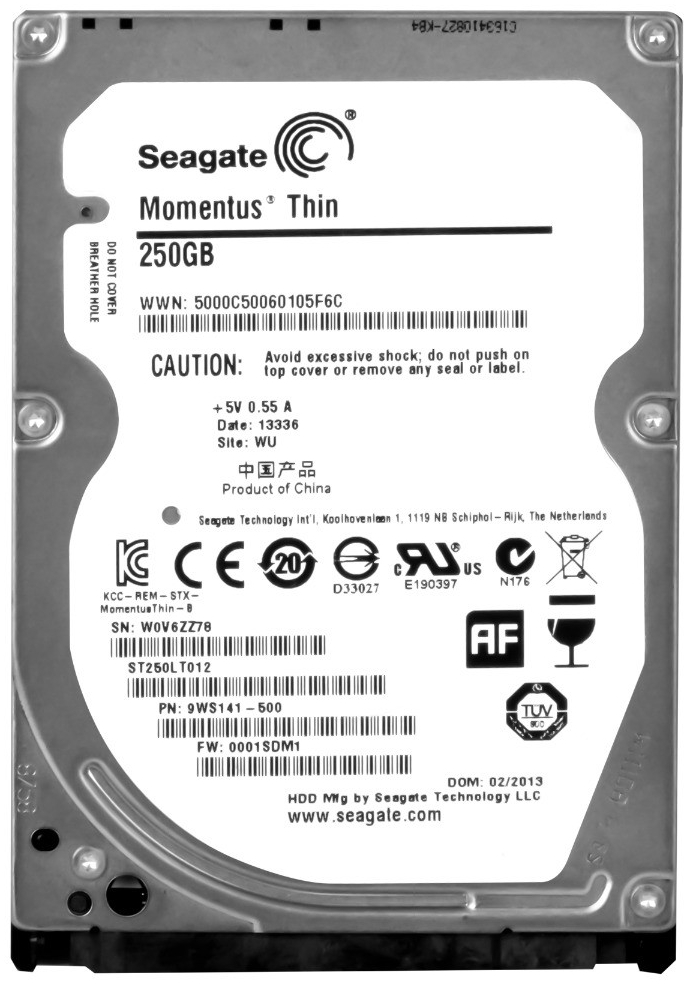 Seagate Momentus Thin 250GB, 2.5\'\', 5400RPM, SATA/300, ST250LT012