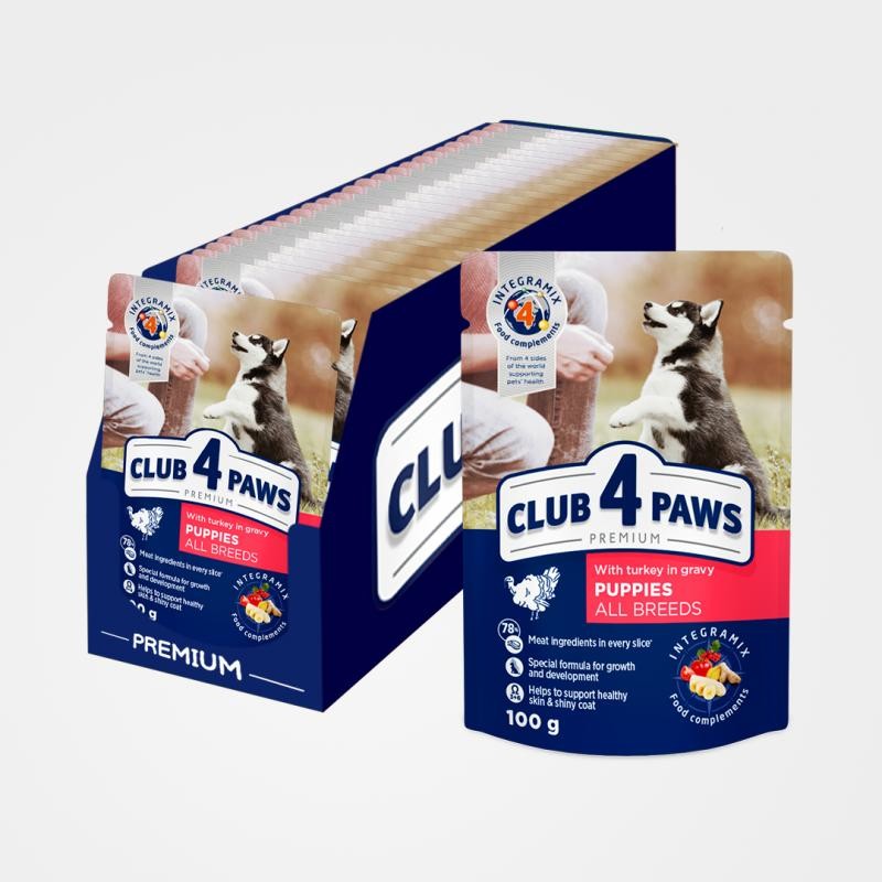 Club4Paws Premium pouch for puppies With turkey in sauce 24 x 100 g