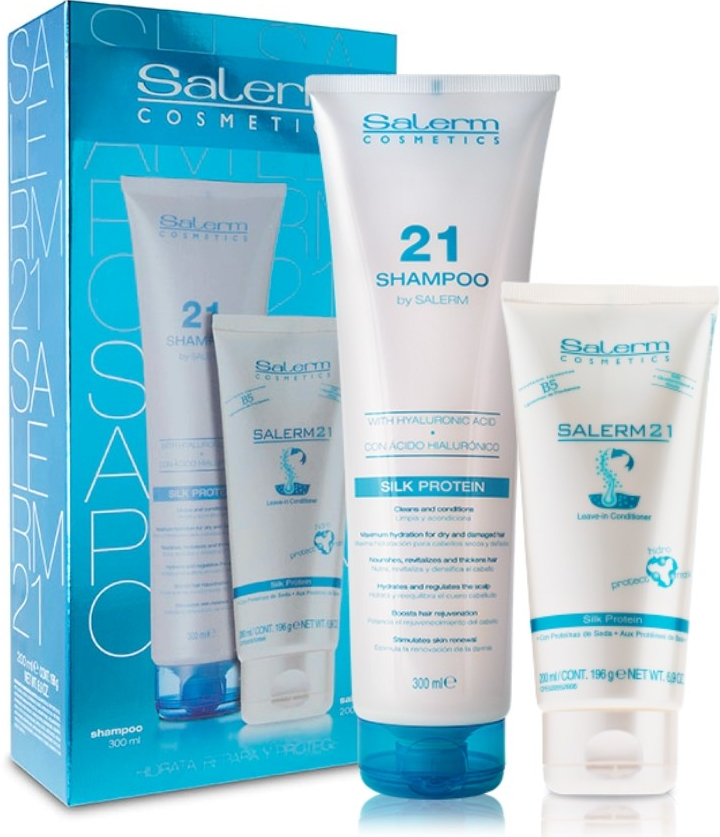 Salerm 21 Trio šampon 300 ml + Express sprej 150 ml + Finish lesk 125 ml kosmetická dárková sada