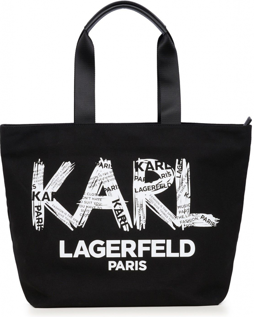Karl Lagerfeld PARIS dámská velká kabelka KRISTEN CANVAS TOTE černá s logem