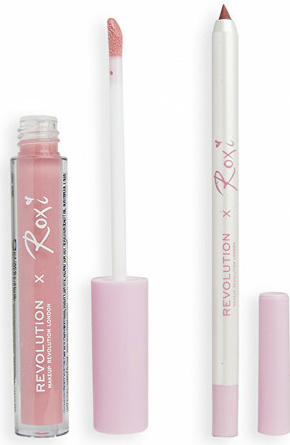 Makeup Revolution London x Roxi Lip Kit odstín Cherry Blossom lesk na rty X Roxi 3 ml + konturovací tužka na rty X Roxi 1 g dárková sada