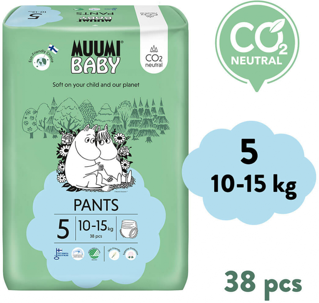 Muumi Baby Pants 5 Maxi+ 10-15 kg kalhotkové eko 38 ks