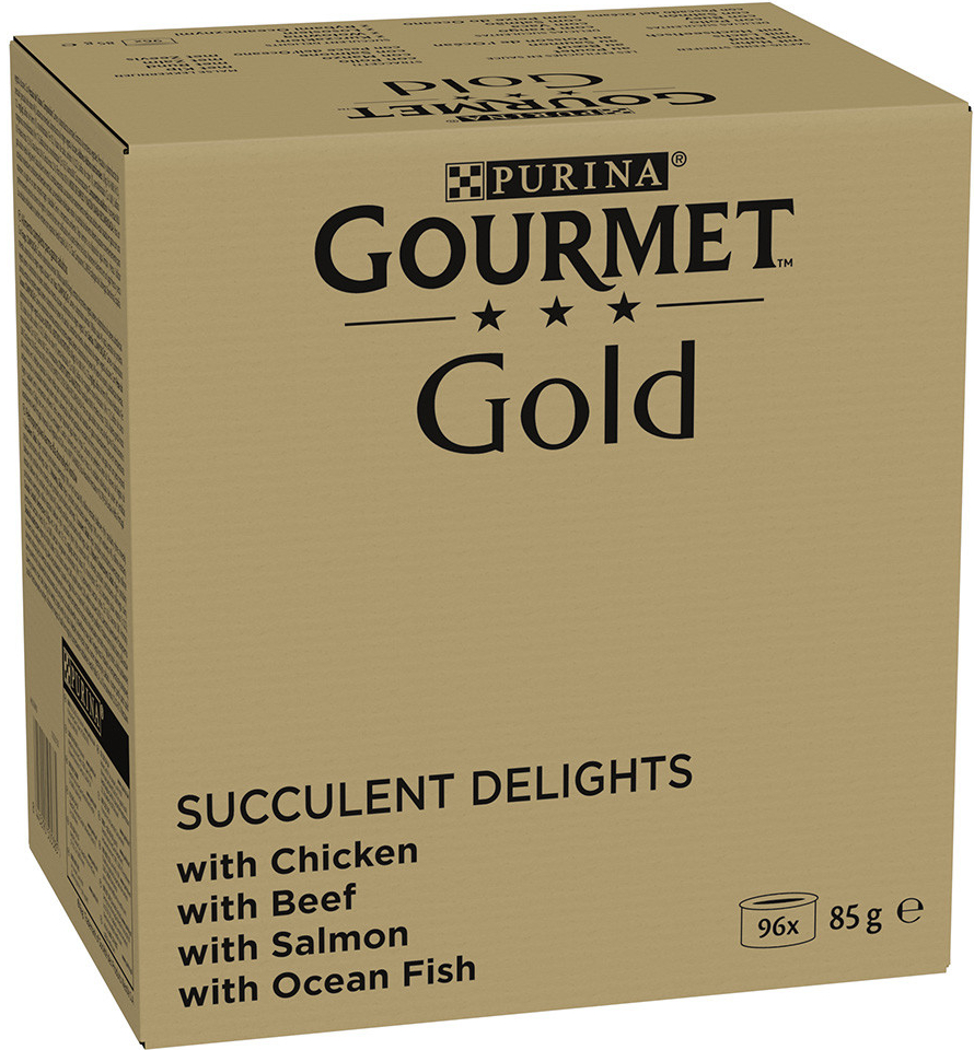 Gourmet Gold Juicy Fine Strips Kuřecí maso mořské ryby hovězí maso losos 96 x 85 g