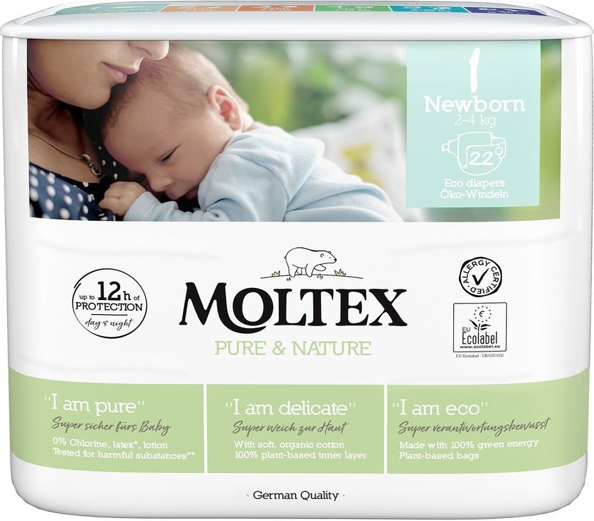 Moltex Plenky Pure & Nature Newborn 2-4 kg 22 ks