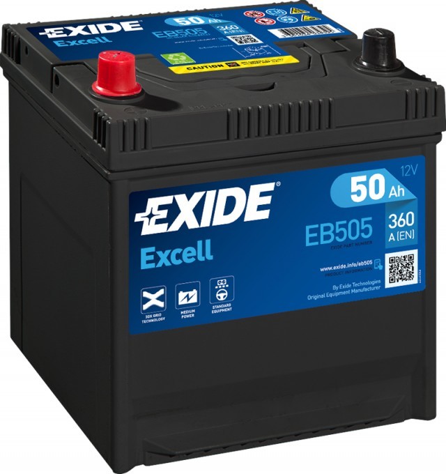 Exide Excell 12V 50Ah 360A EB505