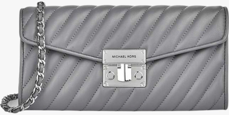 Michael Kors ROSE elongated clutch medium dámská kabelka šedivá