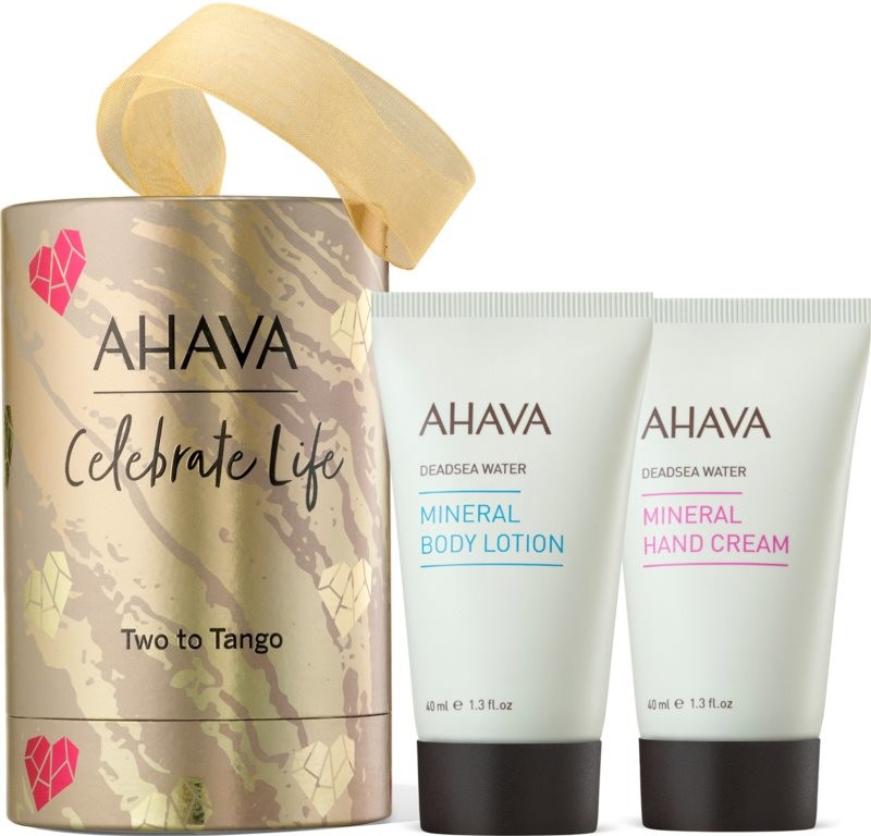 Ahava Celebrate Life Deadsea Water minerální tělové mléko 40 ml + Deadsea Water minerální krém na ruce 40 ml dárková sada