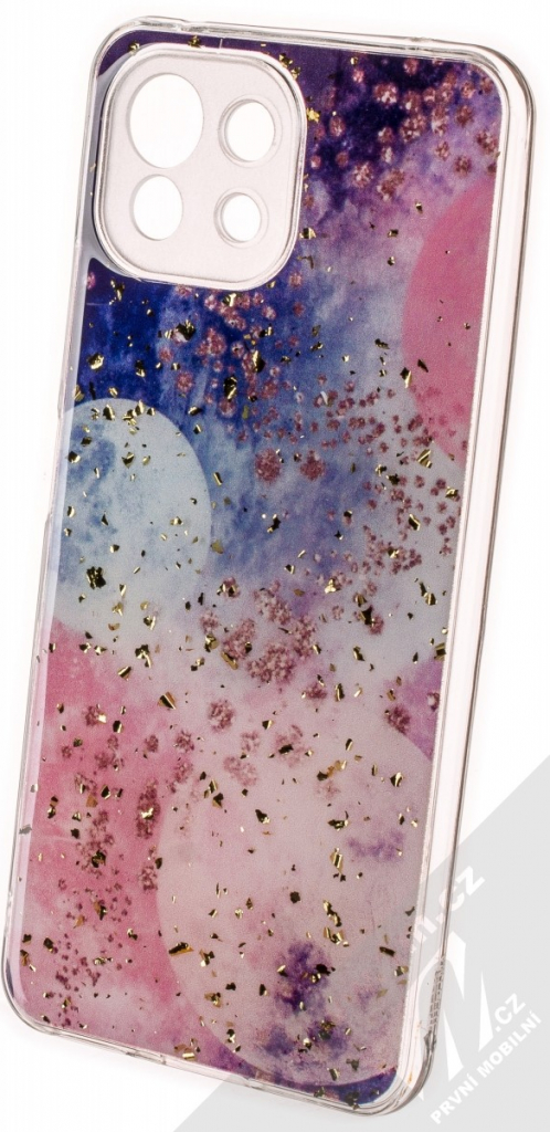 Pouzdro 1Mcz Gold Glam Galaxie Skinny TPU Xiaomi Mi 11 Lite, Mi 11 Lite 5G tmavě modré růžové