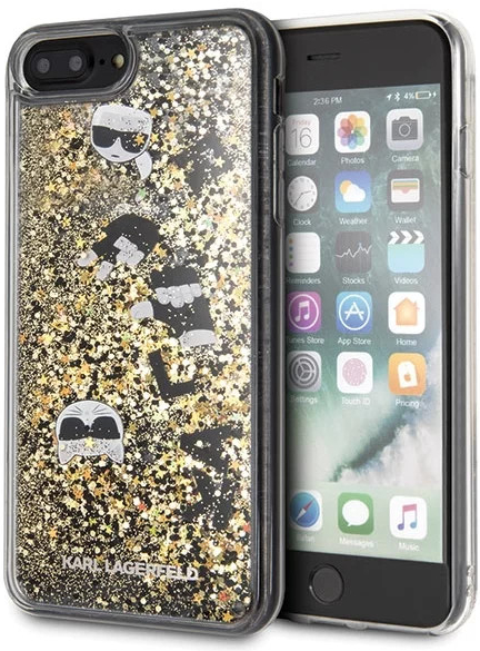 Pouzdro Karl Lagerfeld iPhone 7/8 Plus černé & zlaté hard case Glitter