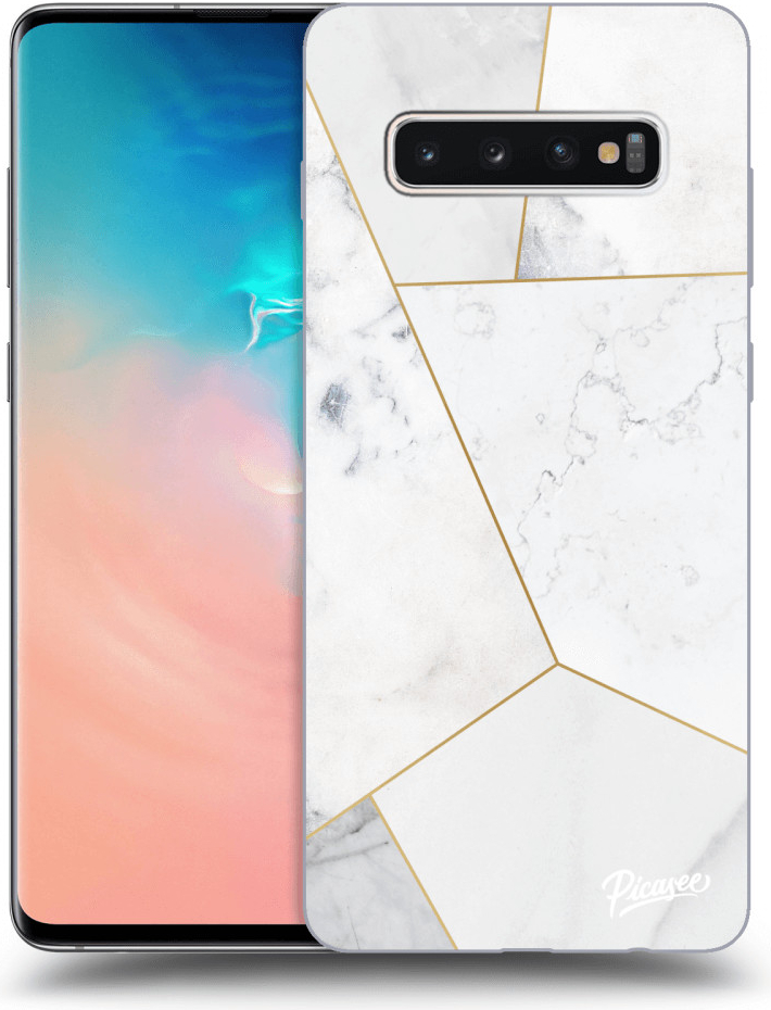 Pouzdro Picasee silikonové Samsung Galaxy S10 Plus G975 - White tile čiré