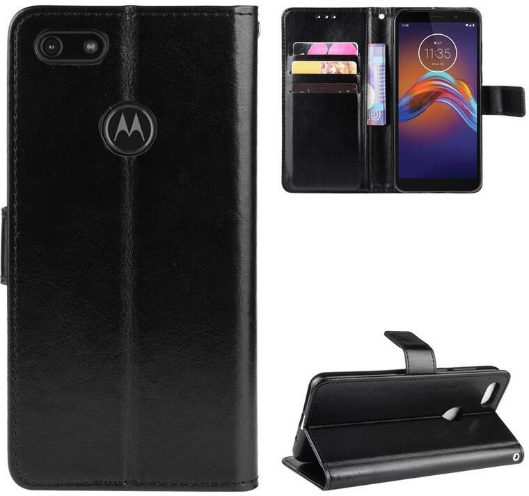 Pouzdro Crazy PU kožené peněženkové Motorola Moto E6 Play - černé
