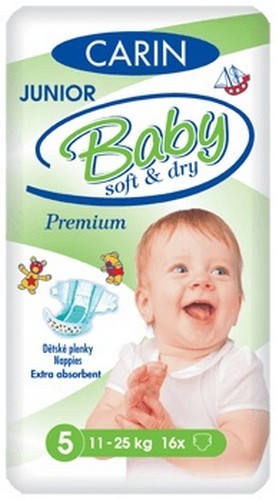 Carin Baby Soft & Dry Junior 5 11-25 kg 16 ks