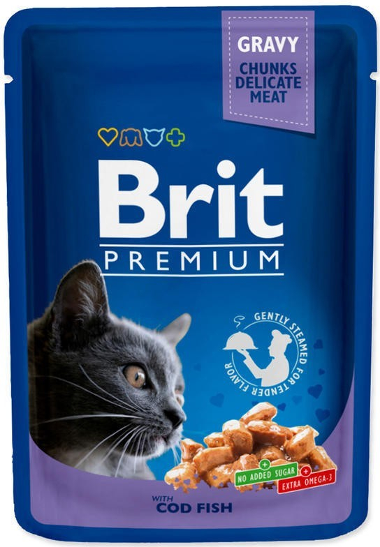 Brit Premium Cat Pouches with Cod Fish 24 x 100 g