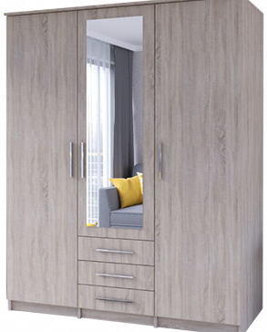 Kapol Szantal 3D 150 cm se šuplíky klasickými dveřmi a zrcadlem Dub Sonoma