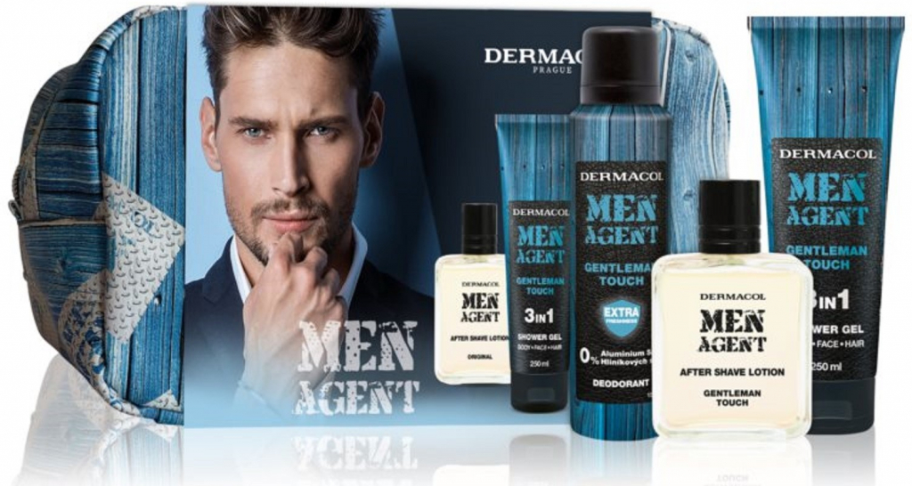 Dermacol Men Agent Gentleman Touch sprchový gel 250 ml + deospray 150 ml + voda po holení 100 ml + etue pro muže dárková sada