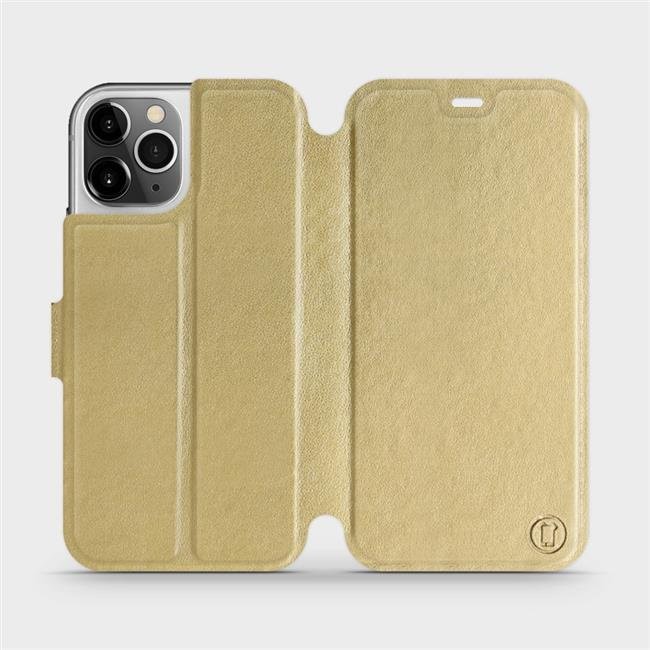 Pouzdro Mobiwear Parádní flip Apple iPhone 12 Pro v provedení C_GOS Gold&Gray s šedým vnitřkem