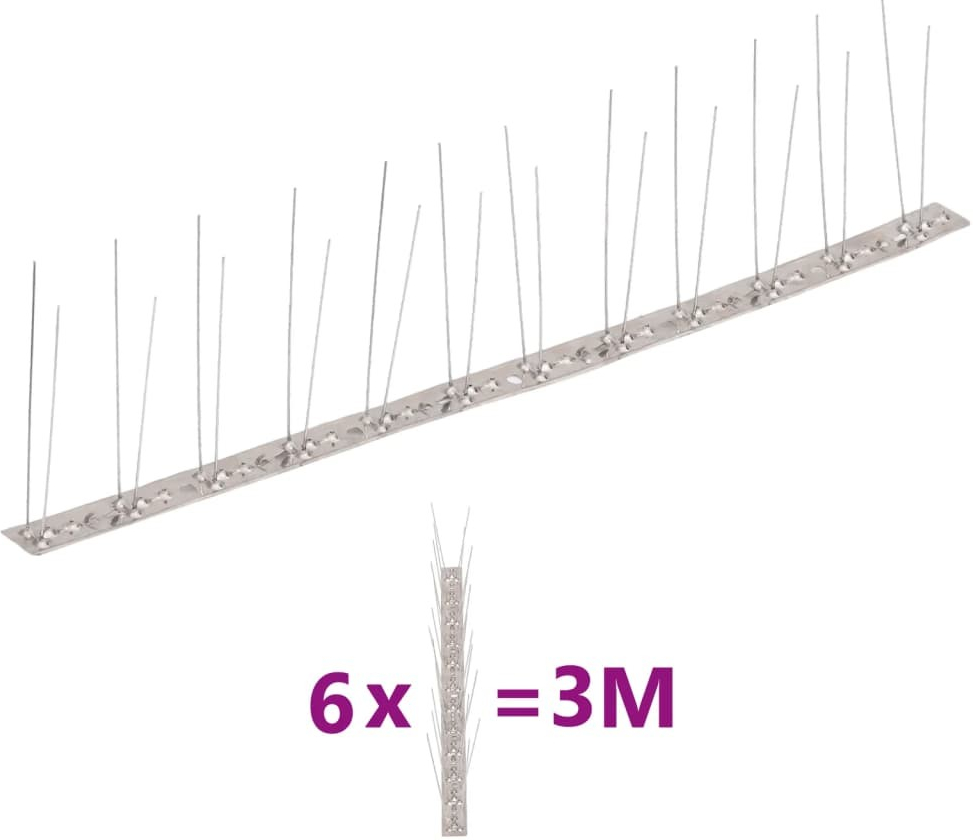 zahrada-XL 2řadové nerezové hroty proti ptákům a holubům sada 6 ks 3 m