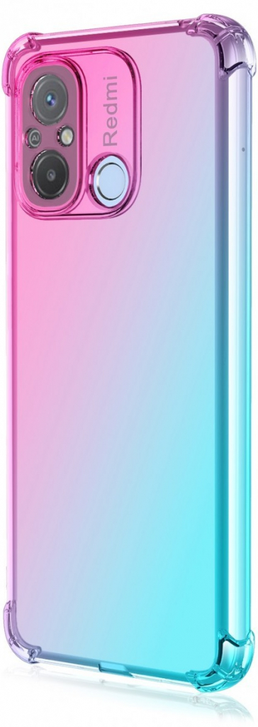 Pouzdro TopQ Xiaomi Redmi 12C Shock duhový mentolovo-růžový