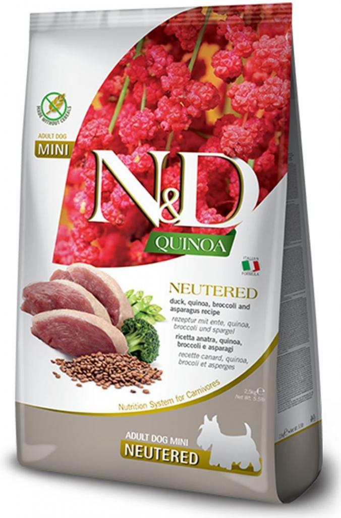 N&D Quinoa Dog Adult Mini Neutered Grain Free Duck & Broccoli & Asparagus 7 kg