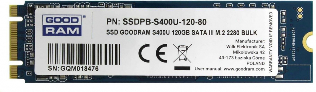 GOODRAM S400U 120GB, SSD, SATAIII, SSDPR-S400U-120-80