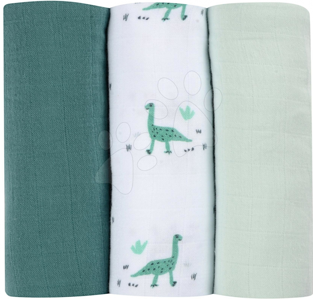 Cotton Muslin Cloths Beaba Jurassique sada zelené 3 ks