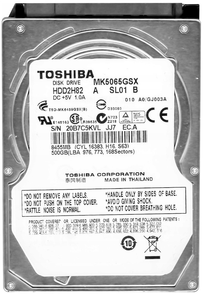 Toshiba 500GB, 2,5\