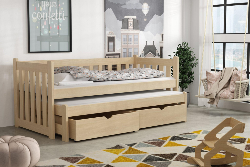 DP - Detske postele Krzy s výsuvným lůžkem a úložným prostorem Barva Přírodní