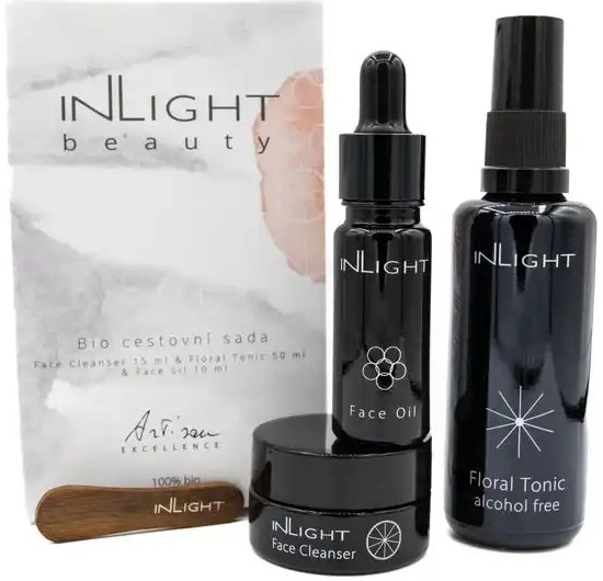 Inlight Bio čisticí balzám 15 ml + Bio květové tonikum 50 ml + Bio denní olej na obličej 10 ml dárková sada