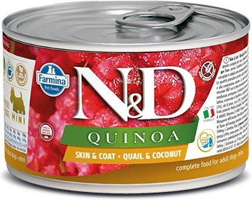 N&D Quinoa Dog Adult Skin & Coat Quail & Coconut 2 x 140 g