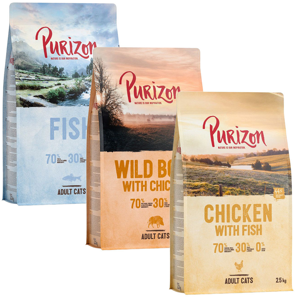 Purizon Adult bezobilné kuře & ryba divočák & kuře ryba 3 x 2,5 kg