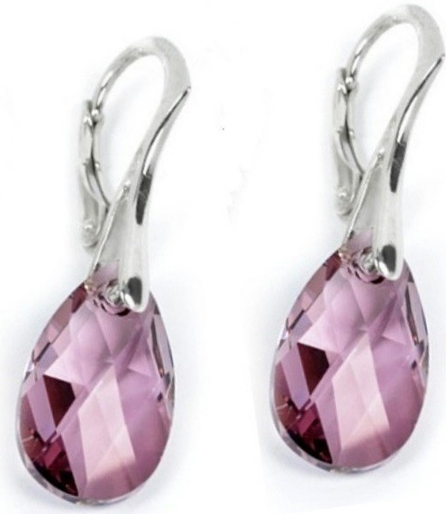 Swarovski Elements Pear krystal stříbrné visací růžové slzičky kapky 31231.7 Antique Pink růžová tmavá starorůžová vintage