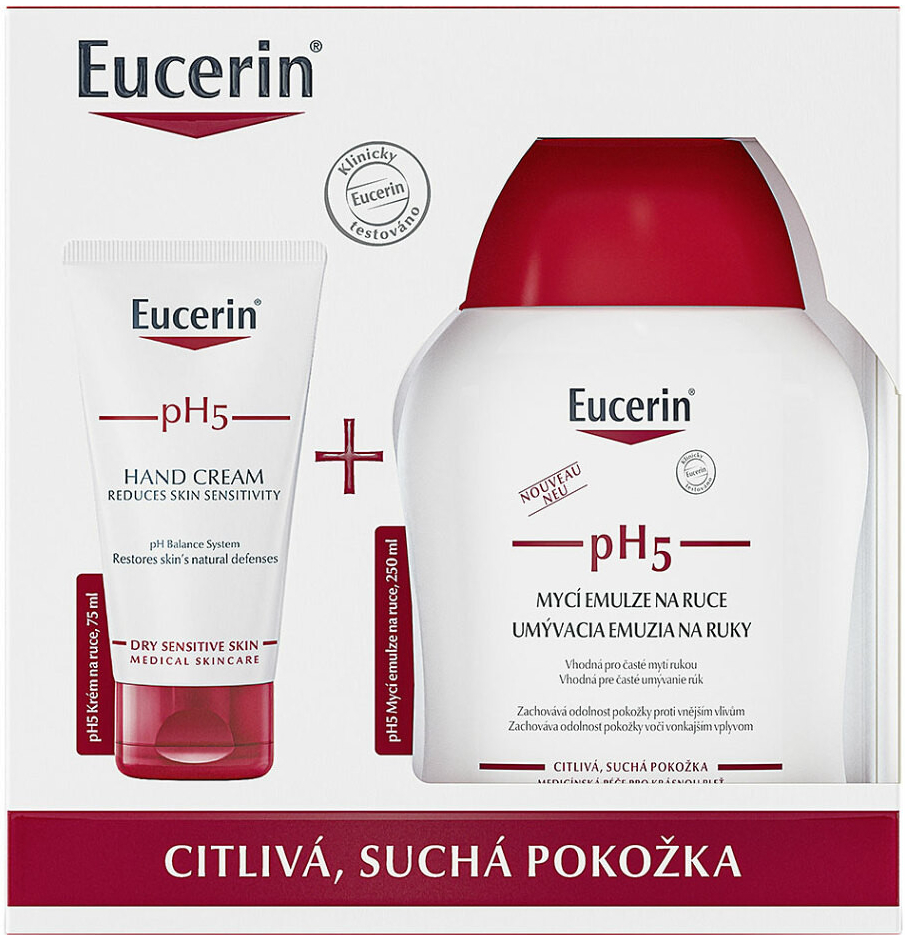 Eucerin pH5 reg. krém na ruce 75 ml + mycí emulze na ruce 250 ml dárková sada