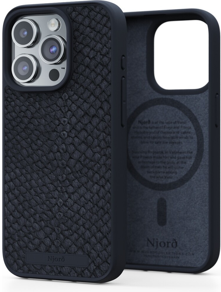 Pouzdro NJORD Salmon Leather Magsafe iPhone 15 Pro černé