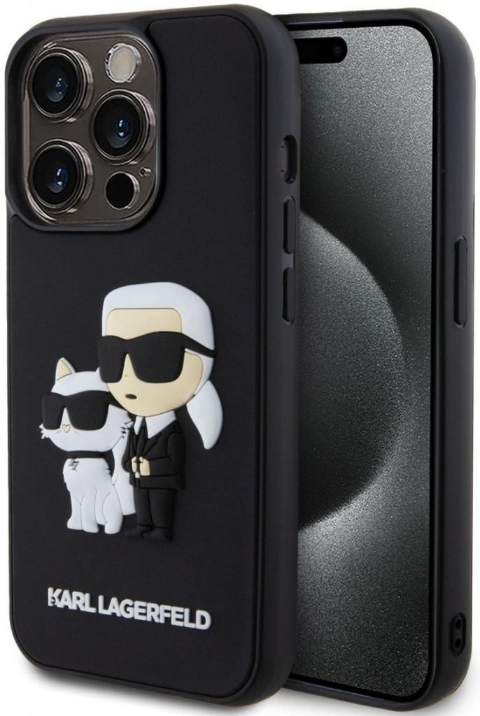 Karl Lagerfeld 3D Rubber Karl and Choupette iPhone 14 Pro černé