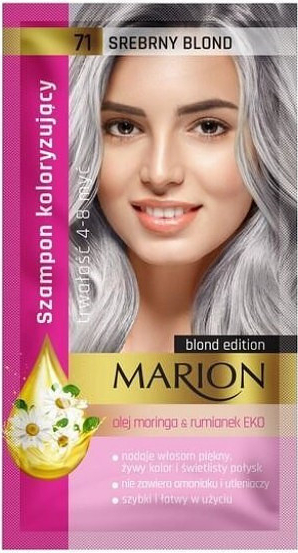 Marion Hair Color Shampoo 71 Srebrny Blond barevný tónovací šampon stříbrná blond 40 ml