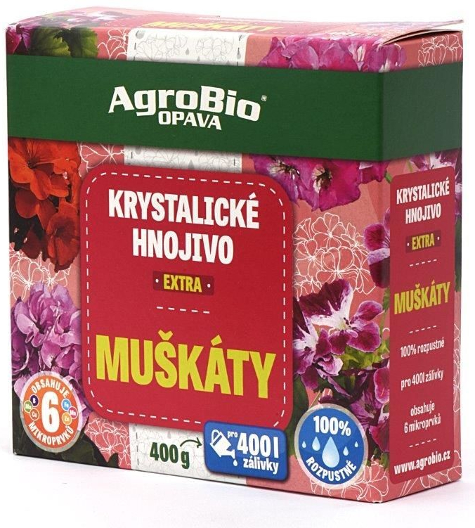 AGROBIO Krystalické hnojivo EXTRA muškáty 400g