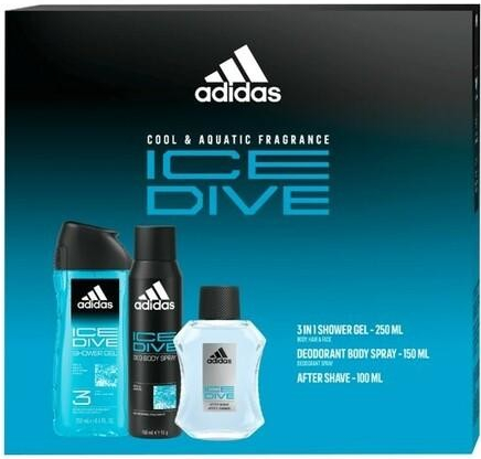 Adidas Ice Dive voda po holení 100 ml + sprchový gel 250 ml + deodorant ve spreji 150 ml