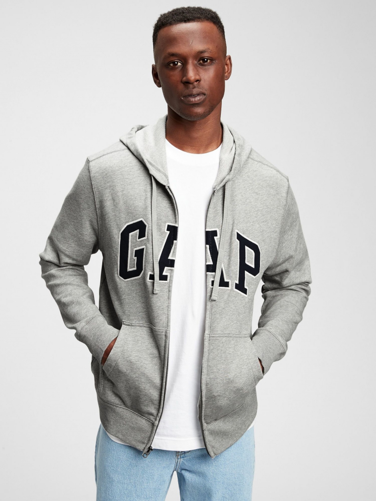 GAP Logo arch hoodie french terry Šedá